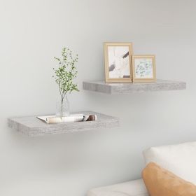 Floating Wall Shelves 2 pcs Concrete Gray 19.7"x9.1"x1.5" MDF