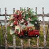 1pc, Christmas Wreath Red Truck Decoration, Large Door Front Wreath, Door Hanging, Christmas Decorations, Home Decoration Wreath, Christmas Decor Supp