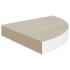 Wall Corner Shelf Oak and White 13.7"x13.7"x1.4" MDF