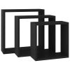 Wall Cube Shelves 3 pcs Black MDF