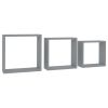 Wall Cube Shelves 3 pcs Gray MDF